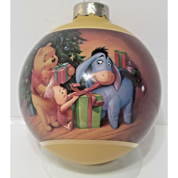 Vintage 1999 Disney Winnie The Pooh A Christmas To Remember Ornament Glass Ball